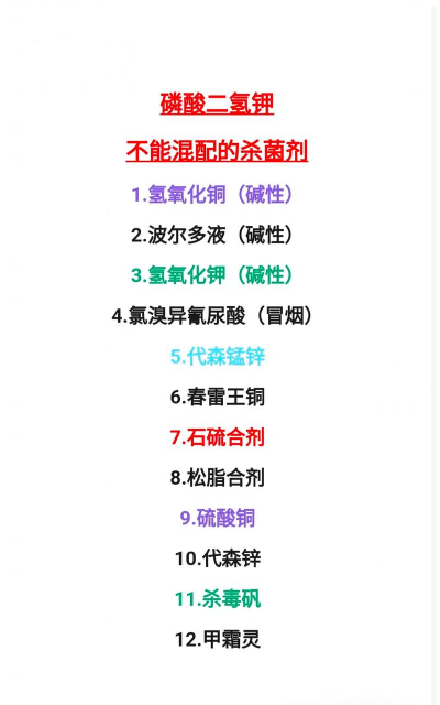 注意!磷酸二氢钾切记不能与这些药、肥混用 注意!磷酸二氢钾切记不能与这些药、肥混用