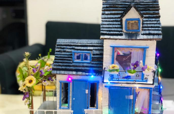 纸板制作养花房子