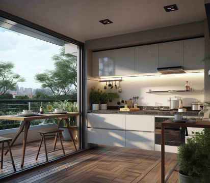 绿化阳台改厨房设计，空间利用，功能融合