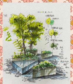 绿化设计手绘图,提升景观效果,展现设计思路 绿化设计手绘图,提升景观效果,展现设计思路