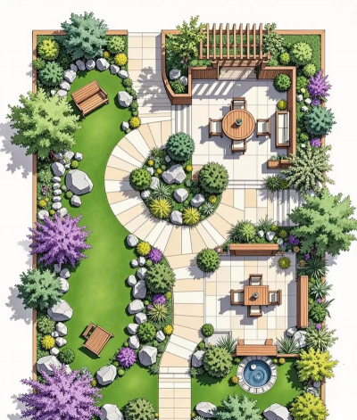 小庭院绿化设计平面图,打造舒适空间,提升生活品质 小庭院绿化设计平面图,打造舒适空间,提升生活品质