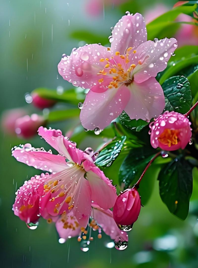 春雨花卉图片，欣赏春日美景，捕捉雨中花姿
