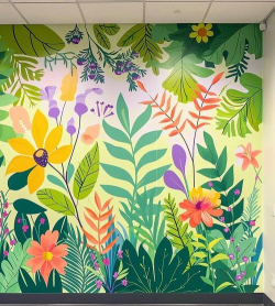 墙绘花卉，提升家居美感，增添生活情趣