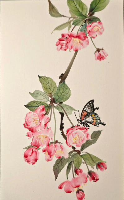 花卉水墨画，展现东方韵味，传递自然之美