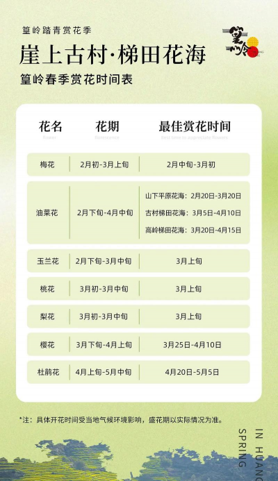 婺源油菜花开花时间