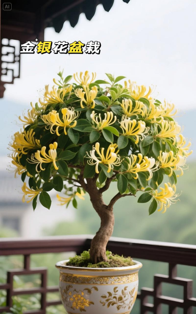 金银花盆景图片