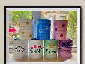 奶粉罐养花,废物利用,打造小花园 奶粉罐养花,废物利用,打造小花园