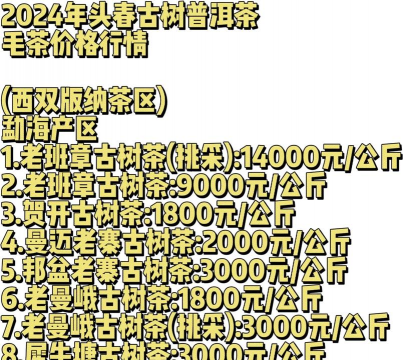 2024年普洱茶多少钱一斤 2024年普洱茶多少钱一斤