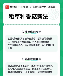 稻草蘑菇怎么种植 稻草蘑菇怎么种植